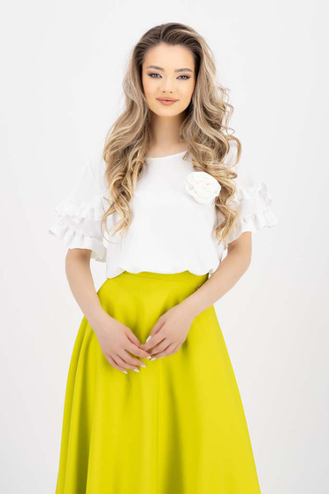 Blouses, White women`s blouse georgette loose fit with ruffled sleeves - StarShinerS.com