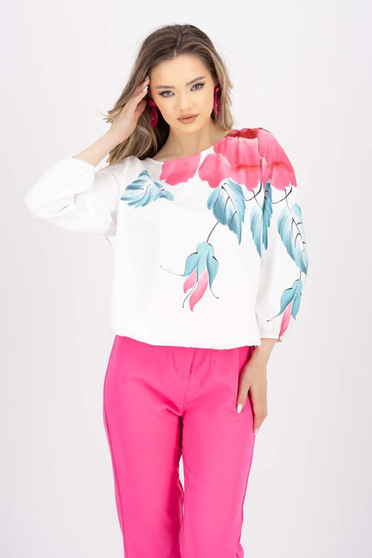 Casual Blouses, - StarShinerS women`s blouse georgette loose fit with rounded cleavage - StarShinerS.com