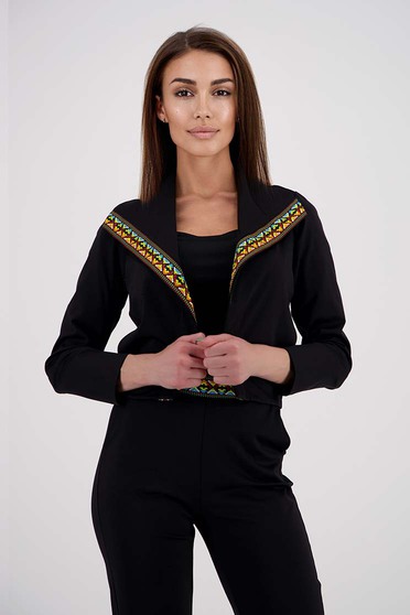 - StarShinerS black with easy cut cardigan from elastic fabric with pockets