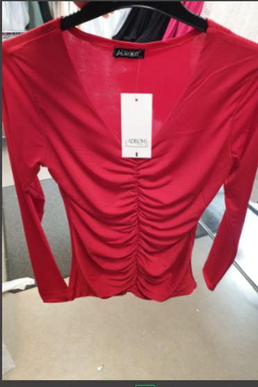 Blouses, Red women`s blouse lycra tented with v-neckline - StarShinerS.com