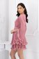 Rochie plisata din voal roz pudra scurta in clos accesorizata cu cordon 2 - StarShinerS.ro