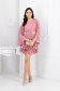 Rochie plisata din voal roz pudra scurta in clos accesorizata cu cordon 3 - StarShinerS.ro