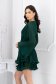 Rochie plisata din voal verde-inchis scurta in clos accesorizata cu cordon 2 - StarShinerS.ro