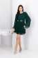 Rochie plisata din voal verde-inchis scurta in clos accesorizata cu cordon 4 - StarShinerS.ro