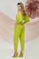 Bluza dama din stofa elastica verde lime mulata cu umeri goi si maneci trei-sferturi bufante 4 - StarShinerS.ro