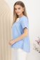 Tricou din bumbac albastru-deschis cu croi larg usor asimetric cu brosa in forma de floare 2 - StarShinerS.ro
