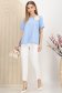 Tricou din bumbac albastru-deschis cu croi larg usor asimetric cu brosa in forma de floare 3 - StarShinerS.ro