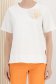 Tricou din bumbac alb cu croi larg usor asimetric cu brosa in forma de floare 4 - StarShinerS.ro