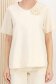 Tricou din bumbac bej cu croi larg usor asimetric cu brosa in forma de floare 3 - StarShinerS.ro