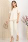 Tricou din bumbac bej cu croi larg usor asimetric cu brosa in forma de floare 6 - StarShinerS.ro