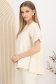 Tricou din bumbac bej cu croi larg usor asimetric cu brosa in forma de floare 2 - StarShinerS.ro