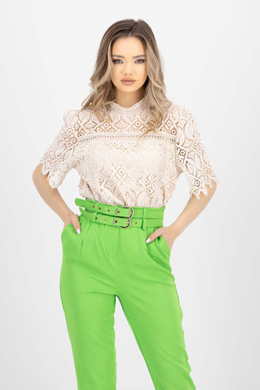 Blouses, Nude women`s blouse laced loose fit short sleeve - StarShinerS.com