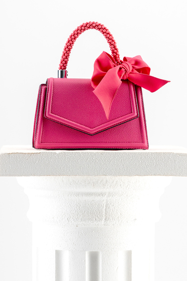 Pink bag from ecological leather pearls