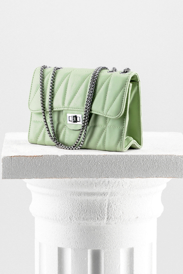 Mint bag from ecological leather long chain handle
