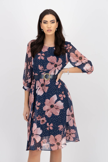 Floral print dresses, Dress cloche with elastic waist from veil fabric with floral print - StarShinerS.com