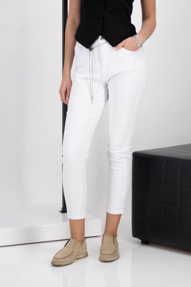 Jeans, White jeans medium waist lateral pockets - StarShinerS.com