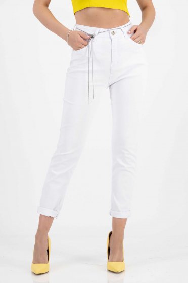 White jeans medium waist lateral pockets