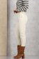 Blugi lungi bej skinny cu talie inalta si accesoriu tip curea 3 - StarShinerS.ro