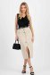 Fusta de blugi crem midi cu un croi drept si accesoriu tip curea 2 - StarShinerS.ro
