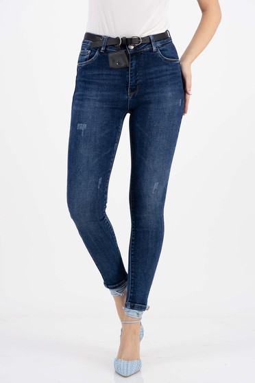 High waisted jeans, Blue jeans skinny jeans long high waisted faux leather belt - StarShinerS.com