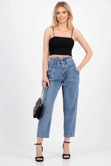 Blue jeans long high waisted with straight cut