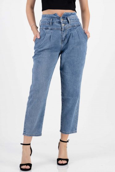 High waisted jeans, Blue jeans long high waisted with straight cut - StarShinerS.com