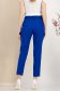 Pantaloni lungi din stofa elastica albastri cu un croi drept si accesorii tip curea 4 - StarShinerS.ro
