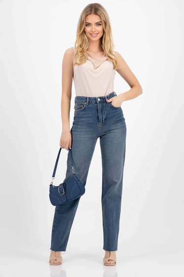 Blue jeans long with straight cut high waisted