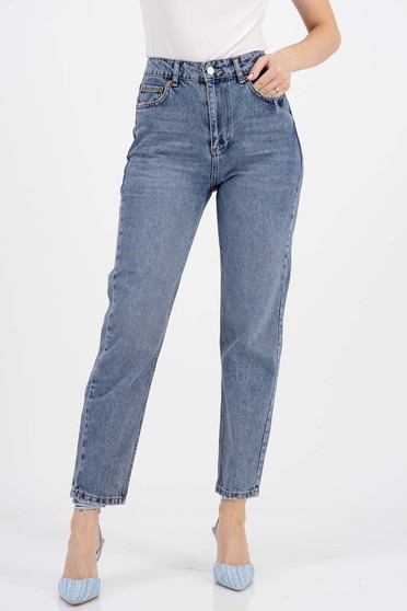 High waisted jeans, Blue jeans long high waisted lateral pockets - StarShinerS.com