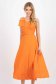 Rochie din bumbac portocalie midi in clos pe umar accesorizata cu funda tridimensionala 3 - StarShinerS.ro