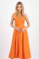 Rochie din bumbac portocalie midi in clos pe umar accesorizata cu funda tridimensionala 1 - StarShinerS.ro