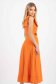 Rochie din bumbac portocalie midi in clos pe umar accesorizata cu funda tridimensionala 2 - StarShinerS.ro