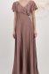 Rochie lunga din georgette cu sclipici roz pudra in clos cu volanas pe linia decolteului - StarShinerS 4 - StarShinerS.ro