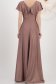 Rochie lunga din georgette cu sclipici roz pudra in clos cu volanas pe linia decolteului - StarShinerS 5 - StarShinerS.ro