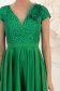 Rochie din tafta elastica si dantela verde midi in clos accesorizata cu brosa cu pene - StarShinerS 6 - StarShinerS.ro