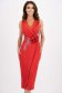 Rochie din scuba rosie midi tip creion accesorizata cu pietre strass si perle 1 - StarShinerS.ro