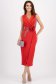 Rochie din scuba rosie midi tip creion accesorizata cu pietre strass si perle 3 - StarShinerS.ro