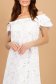Rochie din ghipură alba midi cu croi larg si umeri goi 3 - StarShinerS.ro