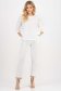 Compleu din bumbac elastic alb cu croi larg si buzunare laterale accesorizat cu pietre strass 4 - StarShinerS.ro