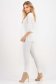 Compleu din bumbac elastic alb cu croi larg si buzunare laterale accesorizat cu pietre strass 3 - StarShinerS.ro