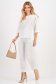 Compleu din bumbac elastic alb cu croi larg si buzunare laterale accesorizat cu pietre strass 1 - StarShinerS.ro