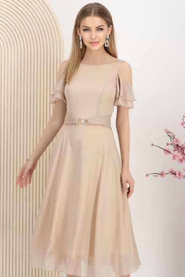 Elegantne haljine, StarShinerS bež haljina midi cloche veo - StarShinerS.hr