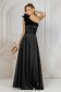 Rochie lunga din tafta elastica neagra in clos accesorizata cu brosa maxi florala 4 - StarShinerS.ro