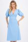Rochie din bumbac albastru-deschis midi in clos cu decolteu in v si maneci bufante 1 - StarShinerS.ro