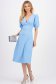 Rochie din bumbac albastru-deschis midi in clos cu decolteu in v si maneci bufante 3 - StarShinerS.ro