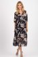 Rochie plisata din voal neagra midi in clos cu elastic in talie si accesoriu tip curea 1 - StarShinerS.ro