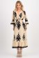 Rochie din viscoza crem in clos cu elastic in talie si decolteu petrecut 1 - StarShinerS.ro