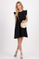 Rochie din material subtire neagra scurta cu croi larg si floare 3D frontala 3 - StarShinerS.ro