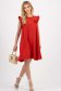 Rochie din material subtire rosie scurta cu croi larg si floare 3D frontala 3 - StarShinerS.ro