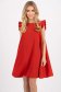 Rochie din material subtire rosie scurta cu croi larg si floare 3D frontala 1 - StarShinerS.ro